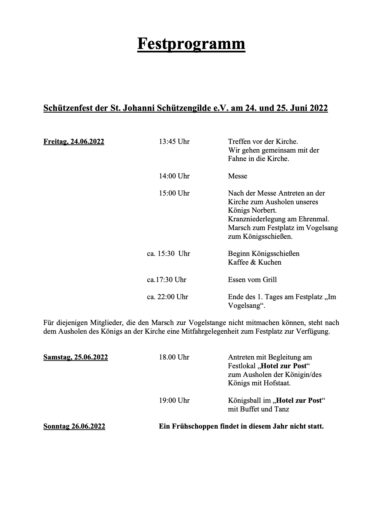 Wir feiern unser Schützenfest